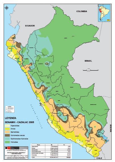 Mapa de zonas áridas del Perú Fuente:
