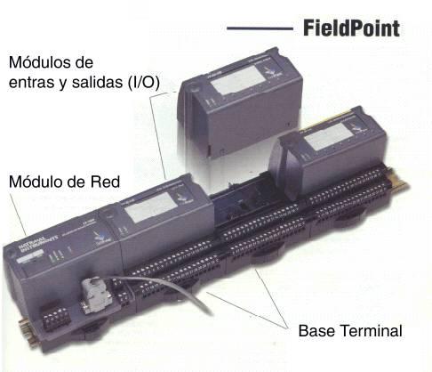 Equipos de Adquisición de Datos Field Point La interfase Field Point (Punto de campo) de National Instruments es un sistema modular que permite la comunicación entre la computadora y los procesos, es