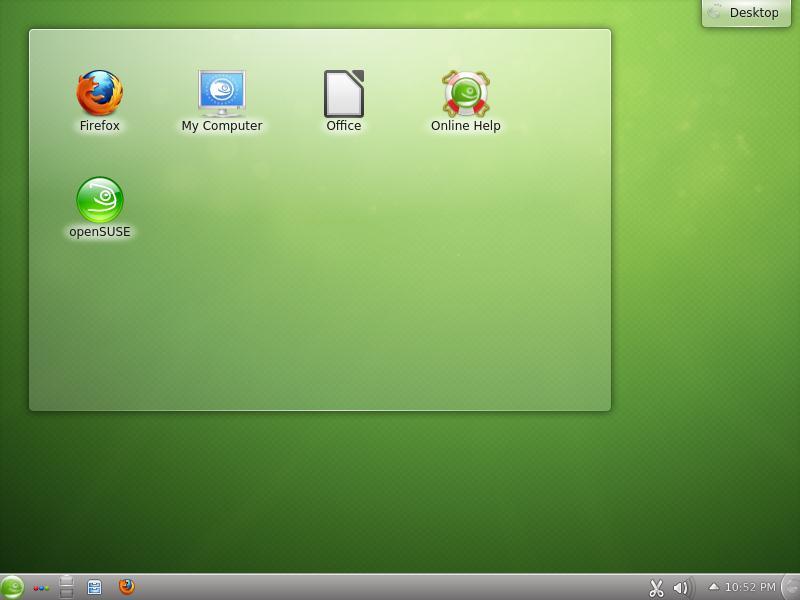 13. Aquí podemos ver el escritorio de OpenSUSE ya instalado, con todas sus herramientas y programas.