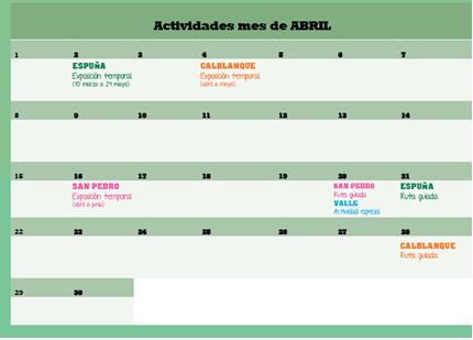 INFORME ANUALIDAD 213 PROGRAMA OPERATIVO DE MURCIA (27-213) Destaca el modo de presentación de las actividades a través de un calendario muy intuitivo, agrupando las temáticas por colores,