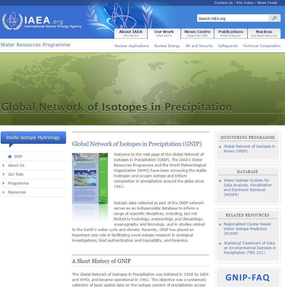 3) ISÓTOPOS DE PRECIPITACIÓN DE LA IAEA b) Base de datos mundial, uso,