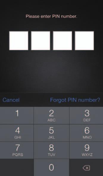 Desbloqueo de puerta 1) Toque el icono Lock en el menú inferior. MAZDA MOBILE START (MMS) 2) Toque el botón Unlock. 3) Ingrese su PIN (4 dígitos). Todas las puertas están desbloqueadas.