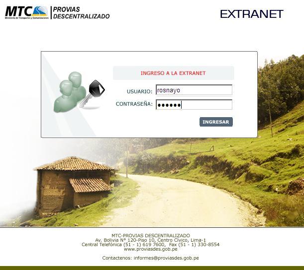 Si la información registrada para el acceso a la EXTRANET es conforme