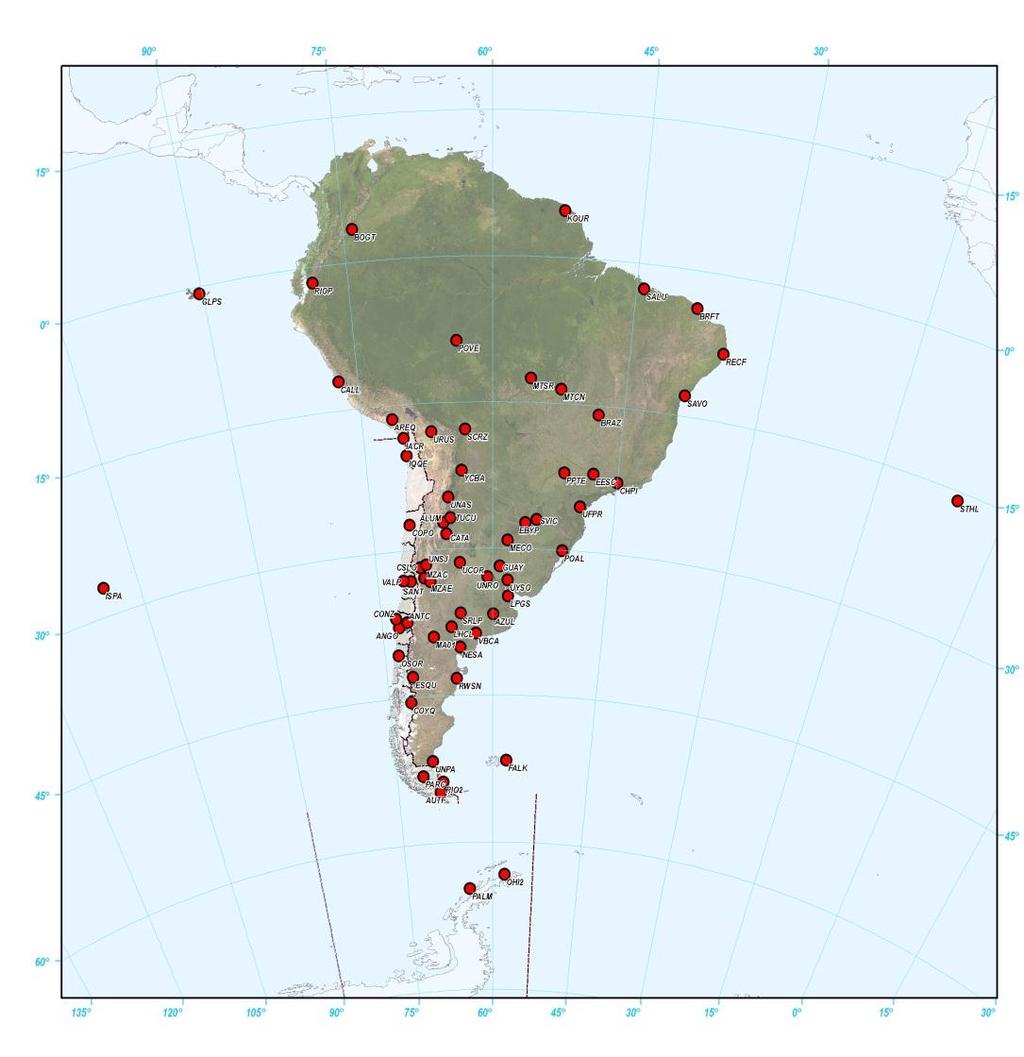 Estaciones Procesadas por CHL Srffwafw Red SIRGAS CON procesada por IGM Chile (CHL) Responsabilidad de IGM-CHL