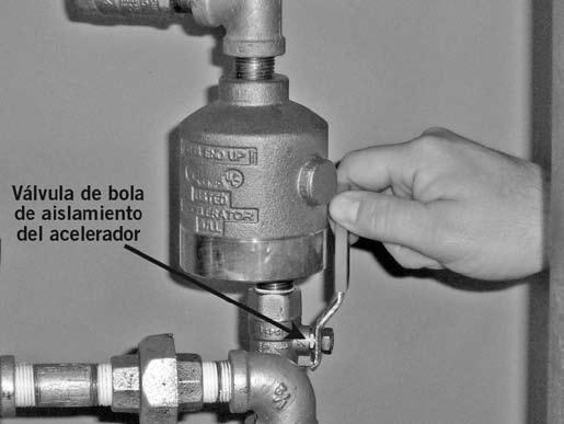 PRECAUCIÓN Tome precauciones al abrir la válvula de control principal de suministro de agua, ya que el agua fluirá por todas las válvulas abiertas del sistema.