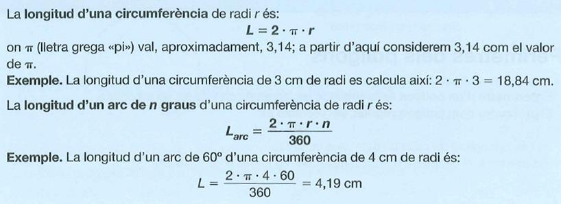 1.B.- LONGITUD DE LA CIRCUMFERÈNCIA 4. Mesura els radis amb un regle i calcula les longituds d aquestes circumferències. 5.