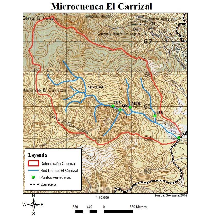 10 3.1 ÁREA DE ESTUDIO 3 MATERIALES Y MÉTODOS El estudio se realizó en la microcuenca El Carrizal dentro de los límites del Parque Nacional La Tigra.