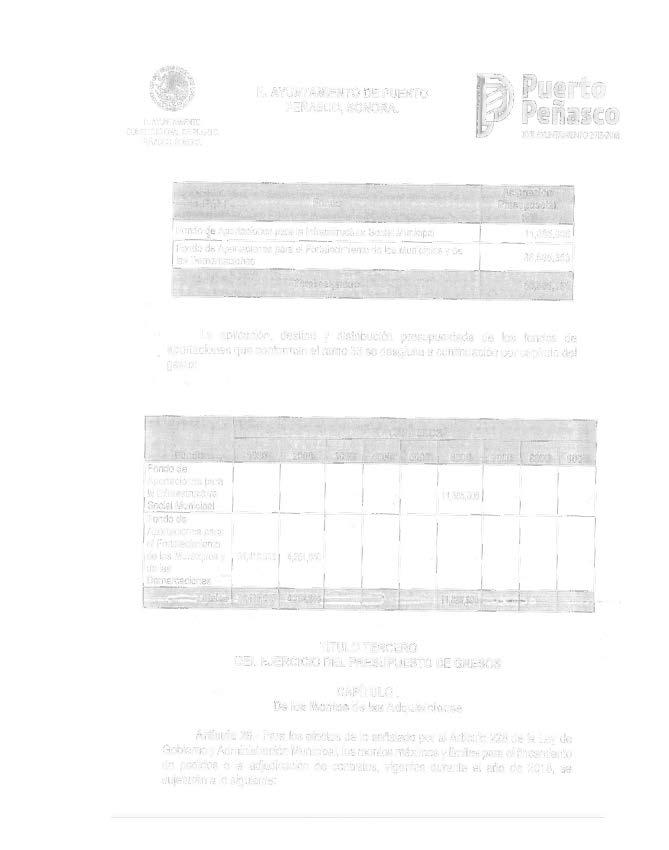Puert Peñasc XXII AYUNTAMIENTO 2015-2018, Fnd Fnd de Aprtacines para la Infraestructura Scial Municipal Fnd de Aprtacines para el Frtalecimient de ls Municipis y de las Demarcacines