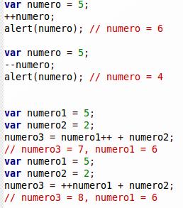Operadores (III) Incremento Decremento: Estos dos operadores solamente son válidos para las variables numéricas y se