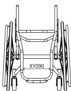 chasis delantero XY090 Reposapiés: diseño y medidas Anchura de armazón frontal (estrechamiento de reposapiés) F/REST WIDTH (en combinación con asiento Taper las medidas deben ser menores) XY100