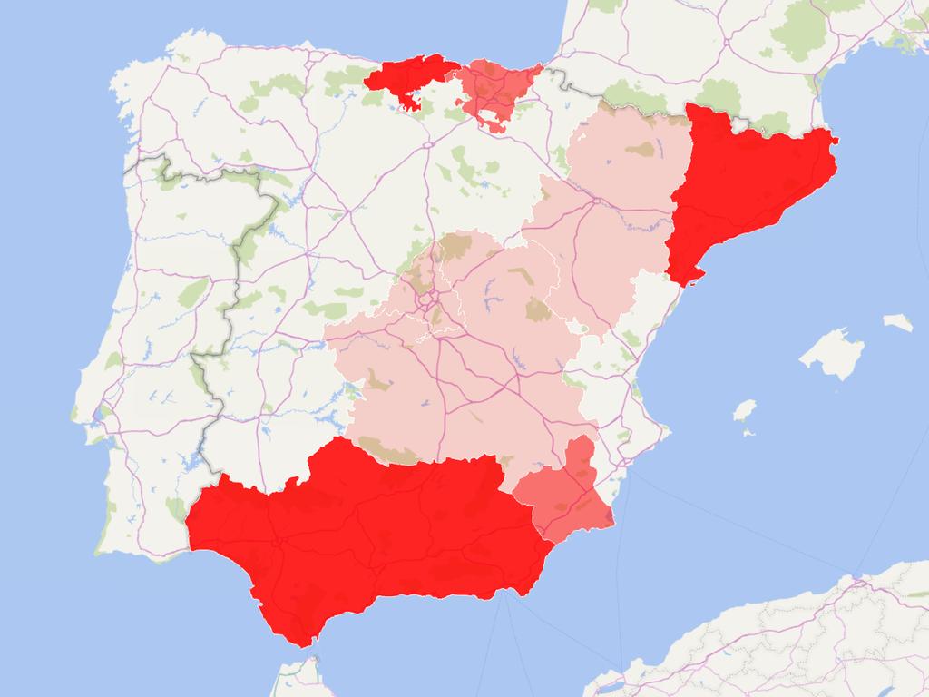 6.7. Distribución espacial de los centros de cotización adscritos a cooperativas con sede en la CV ubicados en otras CCAA, mapa de España