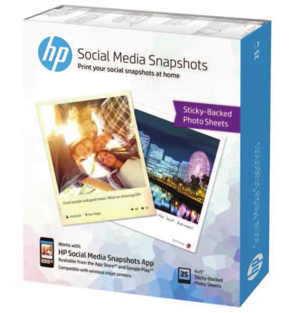 Abril 2018 Top Value Printing 38 HP Social Media Snapshots Imprime tus fotos directamente desde las redes sociales El papel de fotos HP Social Media Snapshots te dará la posibilidad de imprimir tus