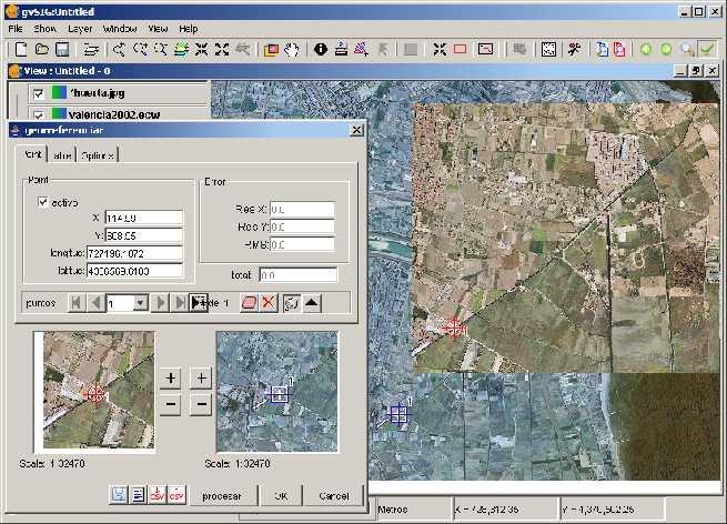 gvsig y el mundo IDE gvsig 1.0 (Cliente SIG) Georreferenciación de imágenes: Transformación afín. Utilización de puntos de control.