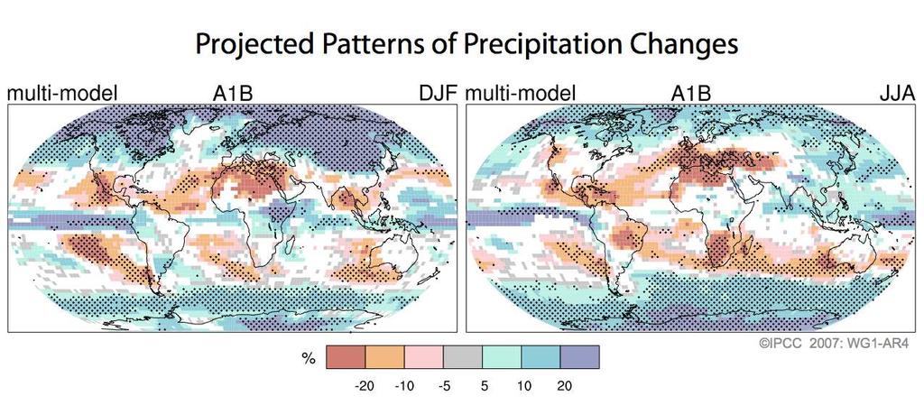 Proyecciones de cambios futuros en el clima 2090-2099 respecto 1980-1999 Precipitación aumenta muy