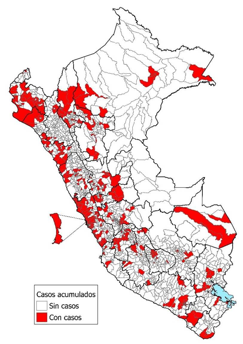 13 del 2018, 396 distritos reportaron al menos un caso de varicela, concentrados el 80% en Lima,