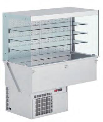 Eficiente sistema de refrigeración ventilado Temperatura de trabajo: En la cuba: 0 C / 4 C. En zona de vitrina abierta: 4 C / 10 C.