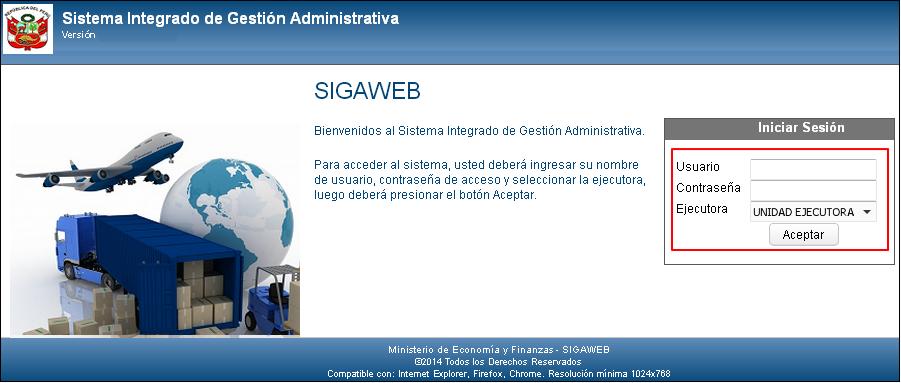 3. ACCESO AL SIGA EN WEB (Ajuste) En esta sección se detalla el procedimiento para el acceso al SIGA Web, así como, al Módulo de Patrimonio.