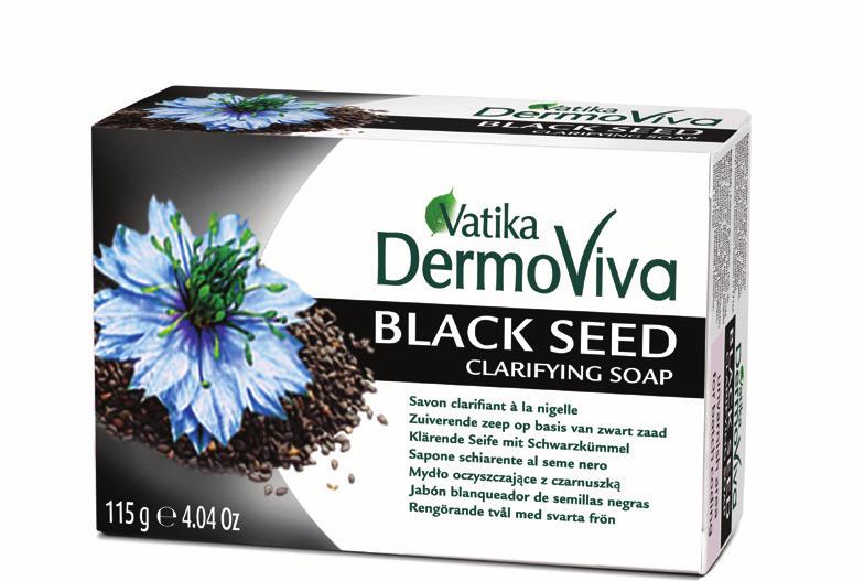 Presentación 115g Jabón Aclarador Vatika Dermoviva semillas negras Tiene la bondad de las semillas Negras tradicionales, manzanilla y la granada para el cuidado cotidiano de la
