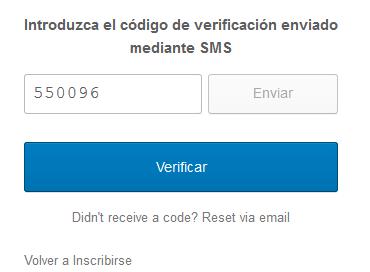 1. Olvido su contraseña Instrucción 1.5) Introduce tu ID de Usuario en el campo de Email o Nombre de Usuario en Restablecer contraseña. Vista 1.5) 1.6) Clic en Restablecer vía SMS.