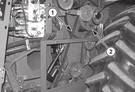 4.2.12 Correa de transmisión del ventilador de limpieza La correa de transmisión del ventilador de limpieza (1) impulsa el ventilador.