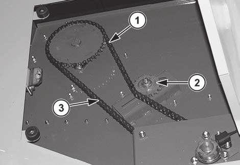 Las cadenas de transmisión del sinfín del tanque tienen la tensión correcta cuando el alcance más largo de la cadena (1) se puede desviar entre 7,4 mm y 10 mm. Fig. 55. 4.3.