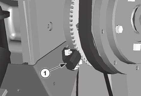 Sensor de velocidad del rotor (1): se encuentra entre la parte trasera de la cabina y la pared delantera del núcleo de la cosechadora. Afloje la cubierta que sujeta el sensor de velocidad al soporte.