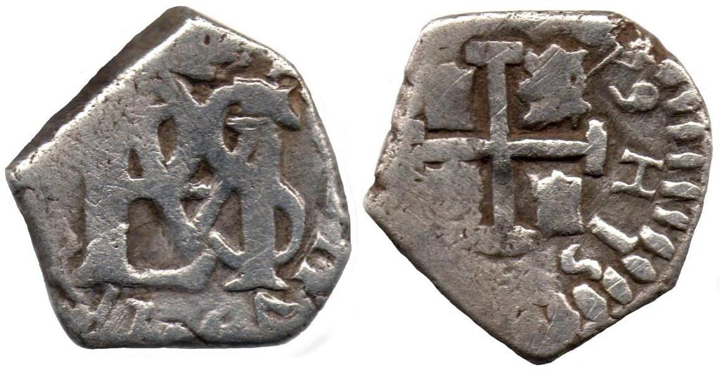 1649 La segunda moneda que ilustra el Tipo en el catálogo de Restrepo y que presento a continuación, fue objeto de un artículo de mi autoría en el año 1995 (ver Boletín Numismático No. 59, Págs.