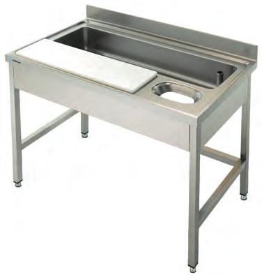 Fregaderos y mesas especiales Fregadero vertedero. Mesas de preparación de verduras y carne Fregadero vertedero Fabricado en acero inoxidable AISI-304 18/10.