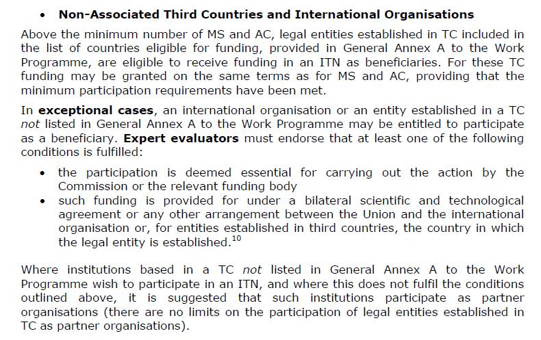 Cómo pueden participar instituciones de Terceros Países en ITN European Industrial Doctorates (EID) List of