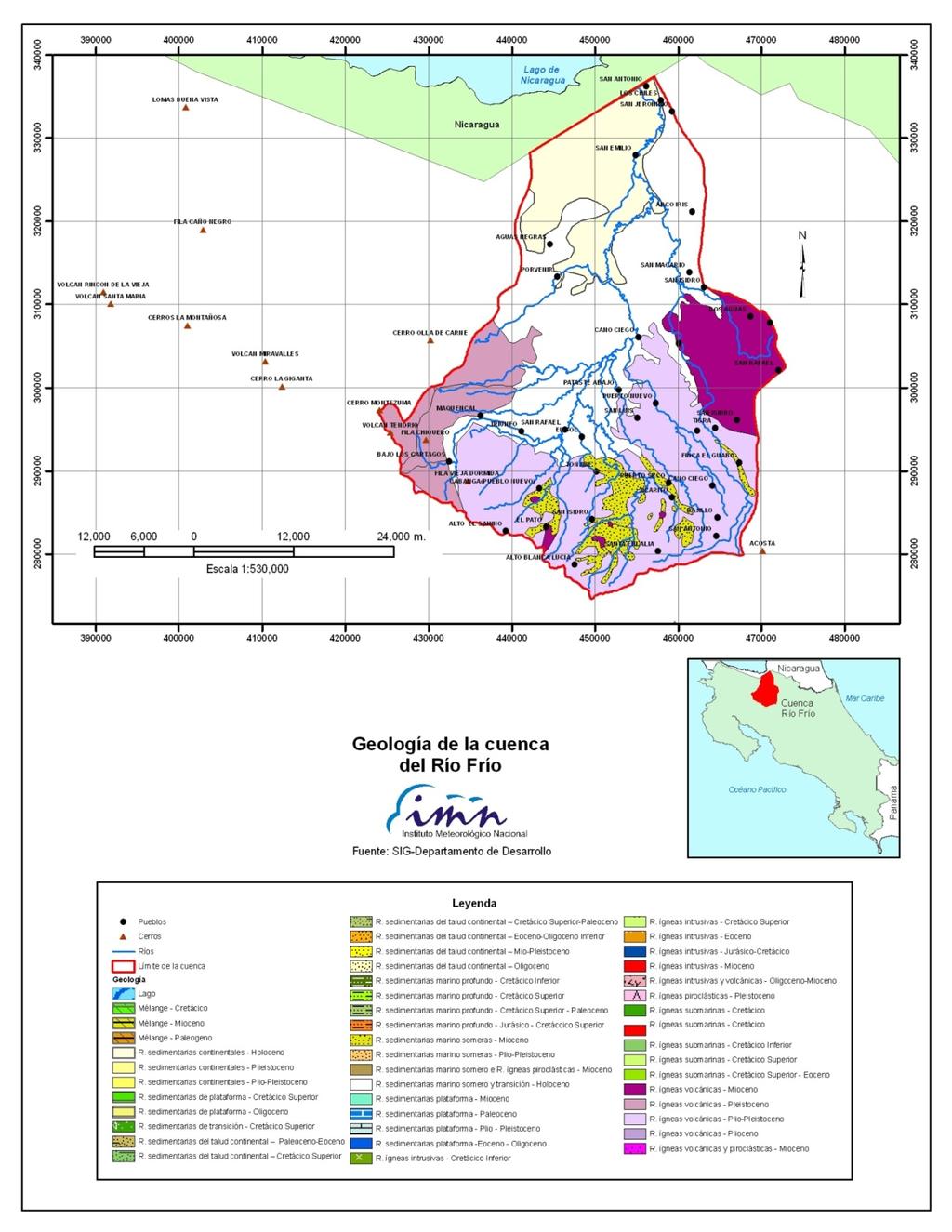 En la Figura 3 se muestran las clasificaciones geológicas para las diferentes áreas de la cuenca.