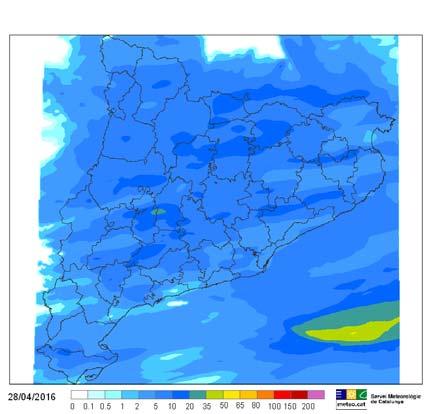 les quantitats de precipitació que van igualar o superar els 20 mm els dies 27 i 28 d abril a les estacions gestionades per l SMC, mentre que la figura 24 mostra la distribució de la precipitació a