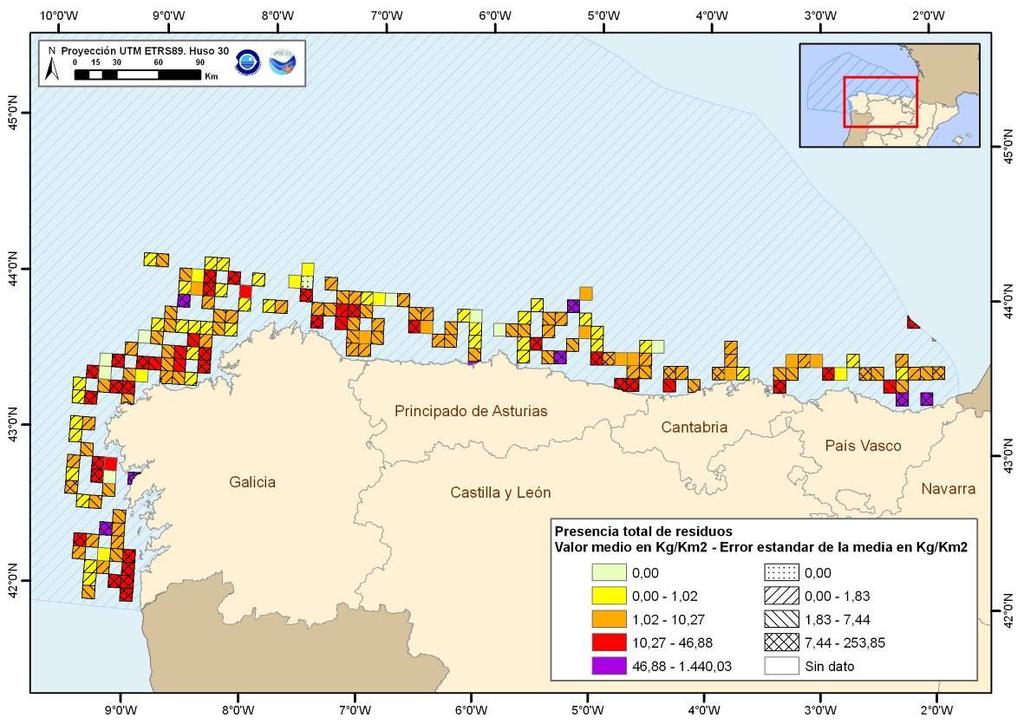 Fuentes de información: Campañas de arrastre IEO en la plataforma continental para la evaluación del estado del ecosistema demersal y bentónico.