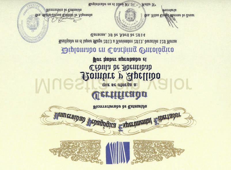 Certificación Oficial de la UPEL Tasa de acreditación universitaria (UPEL): 280 Unidades Tributarias