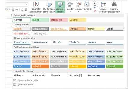 Excel tiene un montón de estilos de celda predefinidos que puede usar. Estos estilos le permiten realizar varios cambios de formato a las celdas a la vez.