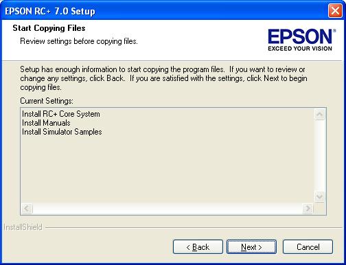 NET Framework 3.5 en su sistema. Esto puede demorar varios minutos. Adobe Reader debe estar instalado en su computadora para ver los manuales de EPSON RC+ 7.0.