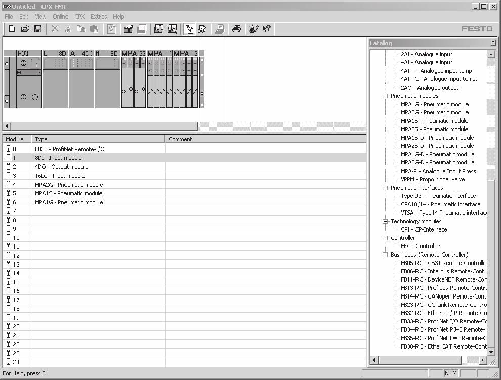 Hoja de datos CPX-Maintenance-Tool Indicadores Creación de la configuración de aparatos con el editor 1 2 La