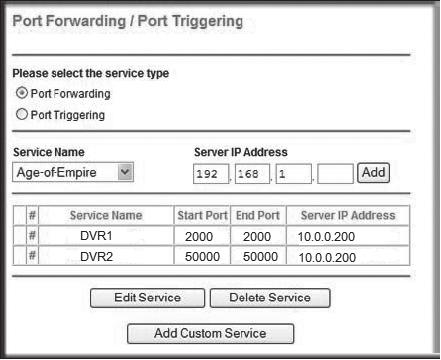 Establezca la autenticación de puertos para <Client Port>. 4-1. Haga clic en el botón <Add Custom Service>. 4-2. En el campo <Service Name> introduzca un nombre para el <Client Port> del DVR.