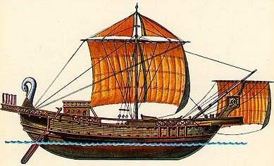 Modelo de un barco comercial romano Imagen de