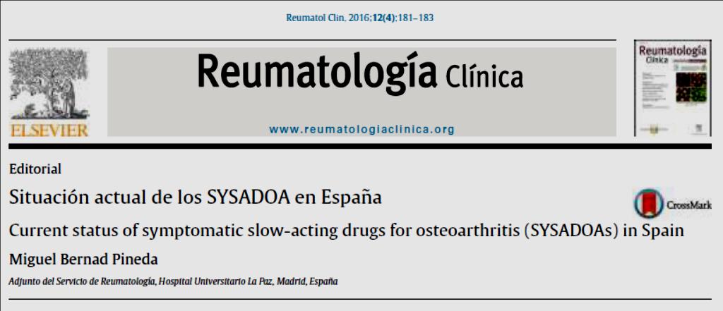 Tratamiento: SYSADOAs Symptomatic slow-acting drugs for osteoarthritis Fármacos que consiguen mejoría sintomática significativa en dolor rigidez y más