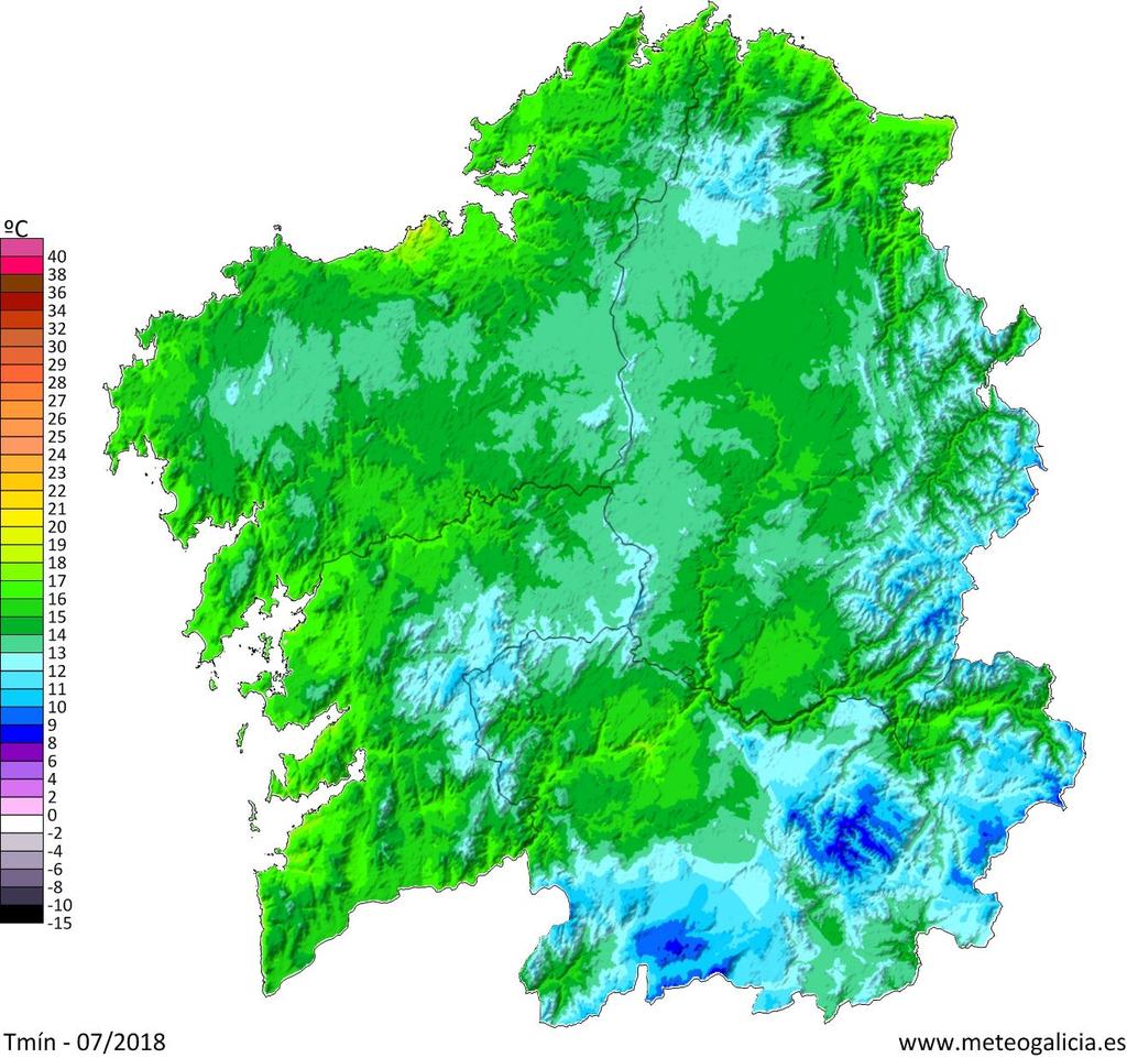 O valor medio das temperaturas máximas no mes de xullo para Galicia, a partir dos valores do mapa, foi de 23.4 ºC.