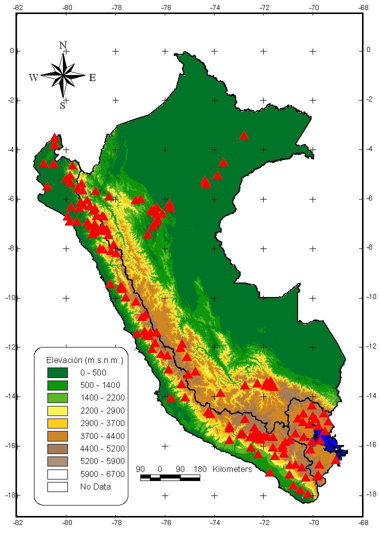 Información de pluviometría mensual en Perú 155 estaciones 85