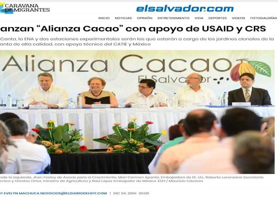 Cacao El Salvador, en el marco del tercer aniversario  Crecimiento, un programa de cooperación bilateral entre Estados Unidos y El Salvador.