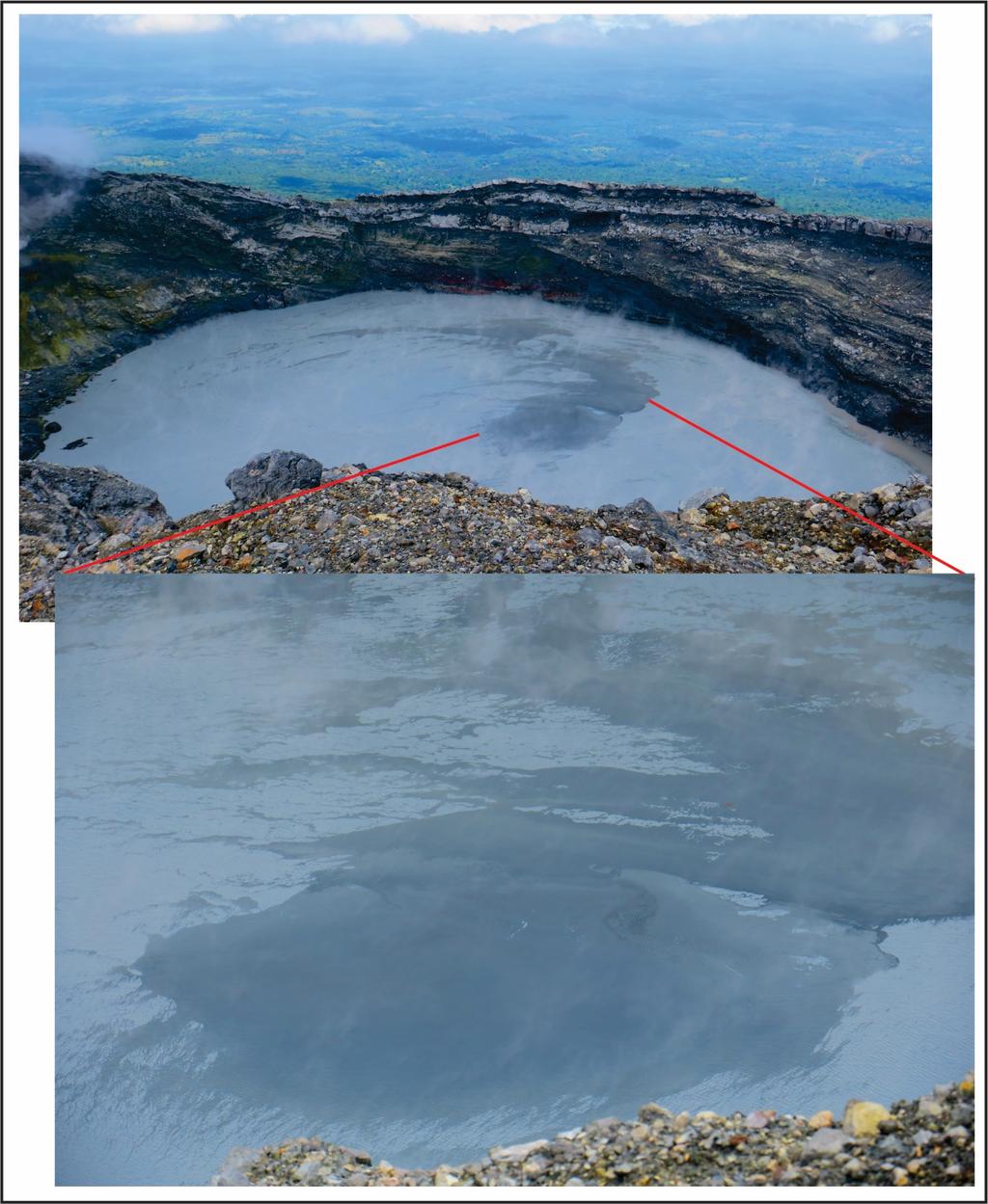 8 Figura 11: El lago caliente e hiperácido del Rincón de la Vieja se observa muy activo, con aparición de celdas convectivas que indican