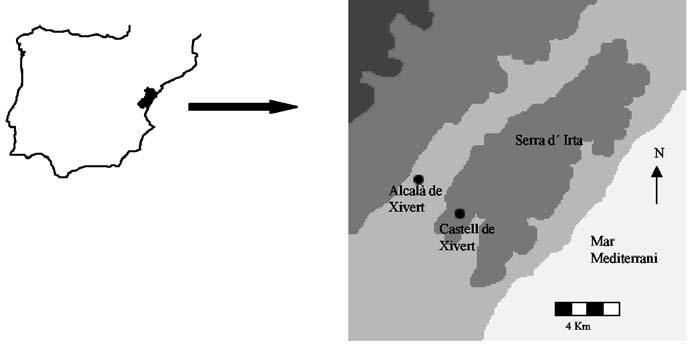 PRIMEROS RESULTADOS DEL ANÁLISIS ANTRACOLÓGICO DEL CASTELL DE XIVERT (ALCALÀ DE XIVERT,...) Figura 1. Mapa de situación del Castell de Xivert.