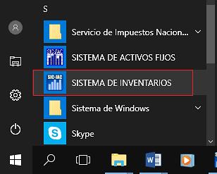 Windows se muestra el icono para ingresar al sistema.