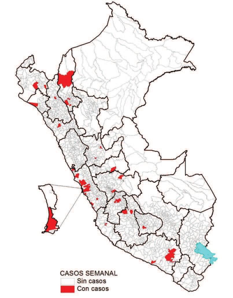 Número de casos de varicela por distrito, Perú 2017-2018 Casos acumulados 2018* Casos en la SE 19-2018 Desde la SE 1 a la SE 19 del 2018, son 467 distritos los que reportaron al menos un caso de