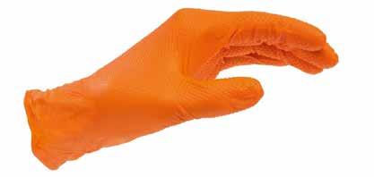 900 Guante naranja desechable de nitrilo texturizado, diseñado para trabajo pesado.