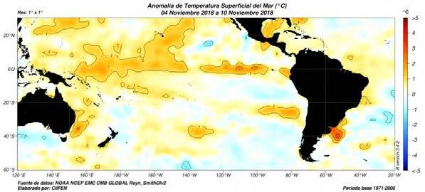 Las Señales del Océano y la Atmósfera Umbrales de El Niño superados a nivel semanal 31/OCT 07/NOV Niño 4 Niño 3.