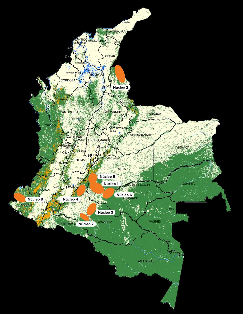 PANORAMA NACIONAL PROYECTOS DE CARBONO DEFORESTACIÓN Zonas afectadas por la deforestación en