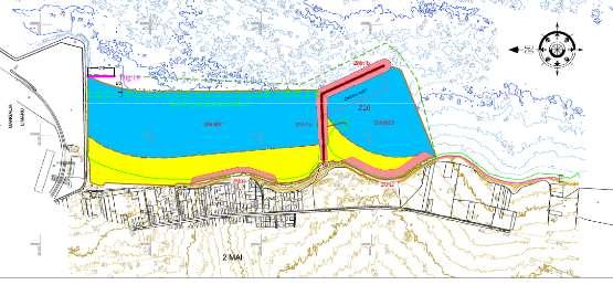 Figura 1-2: Plan de amenajare cu activitatile propuse din lot/zona 2 Mai construirea a unui perimetru cu recifi artificiali submersi situat intre digul de sud al